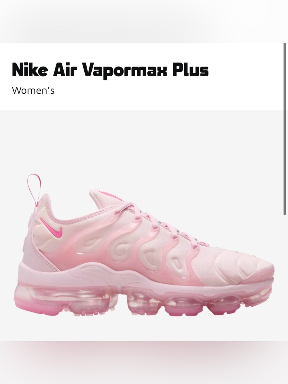 Nike Women's Vapormax Plus Pink Athletic Sneakers